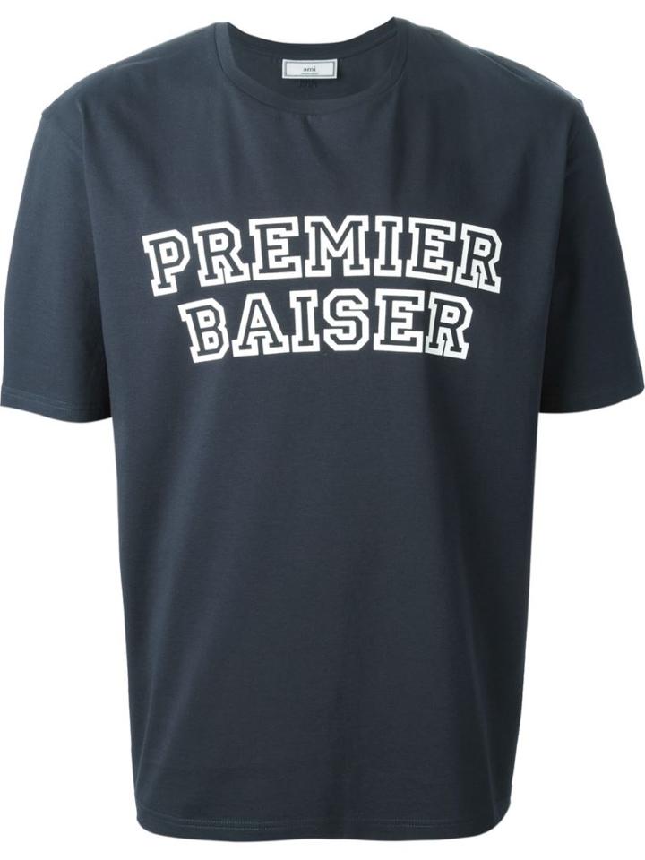 Ami Alexandre Mattiussi Premier Baiser T-shirt, Men's, Size: Large, Blue, Cotton