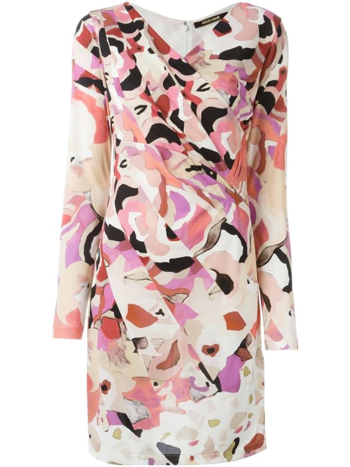 Roberto Cavalli Kaleidoscope Floral Dress, Women's, Size: 44, White, Viscose