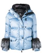 Moncler Grenoble Fur Trim Puffer Jacket - Blue