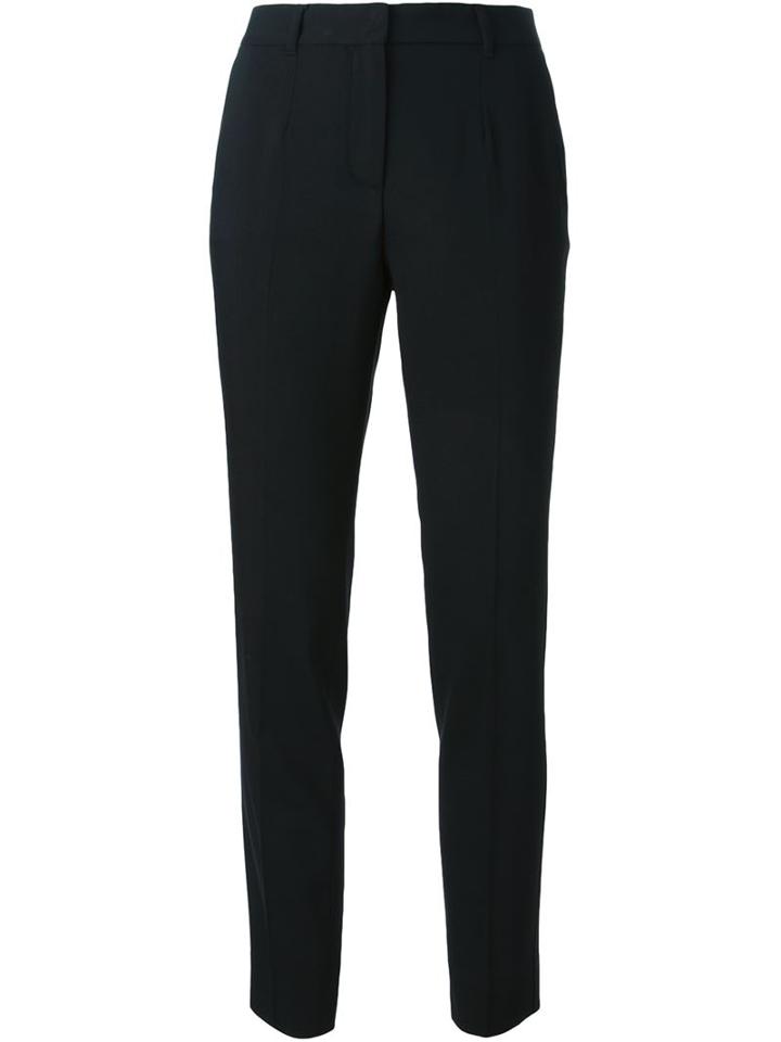 Dolce & Gabbana High Wasted Cigarette Pants, Women's, Size: 46, Black, Cotton/spandex/elastane/wool