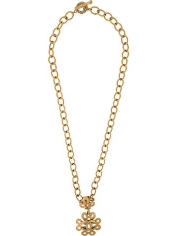 Chanel Vintage Double Twisted Medallion Necklace - Metallic