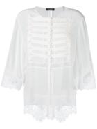Twin-set Lace Detail Buttoned Blouse, Women's, Size: Medium, White, Silk/polyester/polyamide