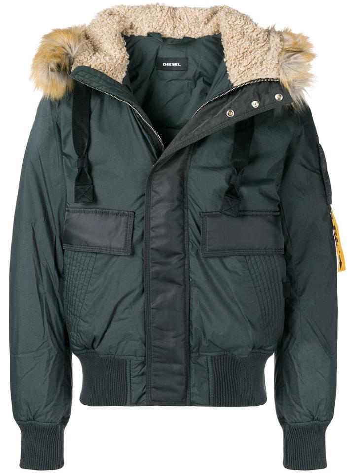 Diesel Hooded Bomber Jacket - Green