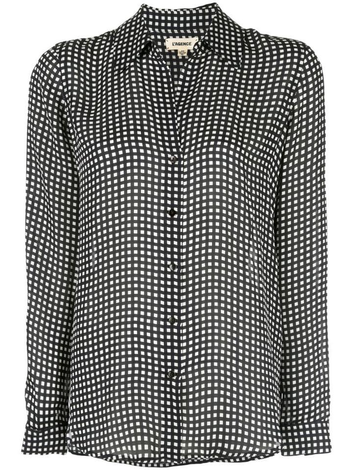 L'agence Gingham Checked Shirt - Black