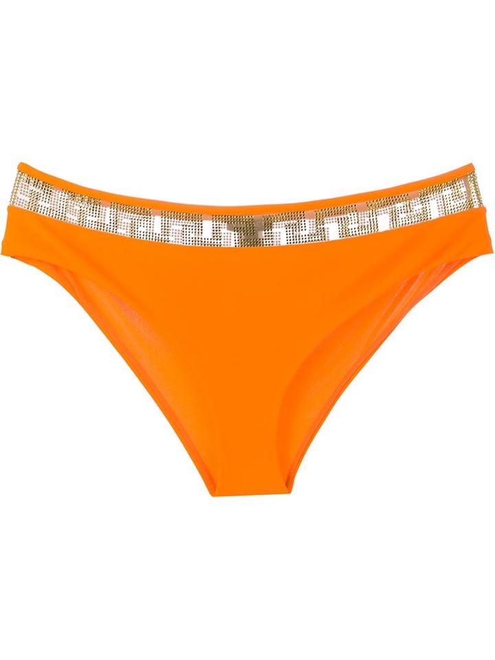 Versace Greca Bikini Bottom, Women's, Size: 2, Yellow/orange, Polyamide/spandex/elastane
