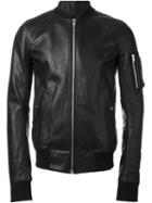 Rick Owens Classic Bomber Jacket, Men's, Size: 52, Black, Cotton/calf Leather/cupro/wool