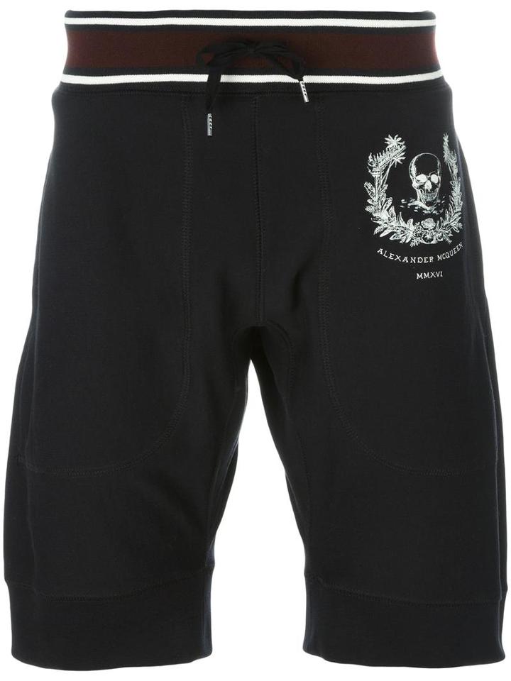 Alexander Mcqueen Skull Crest Shorts, Men's, Size: Small, Black, Cotton