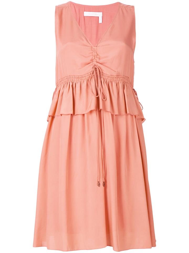 See By Chloé Sleeveless Drawstring Dress - Pink & Purple