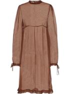 Miu Miu Sheer Frilled Chiffon Dress - Brown
