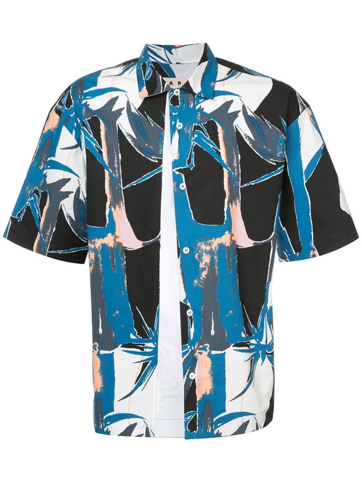 Marni Twist Print Short Sleeved Shirt - Blue