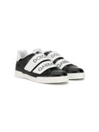 Dolce & Gabbana Kids Teen Touch Strap Logo Sneakers - Black