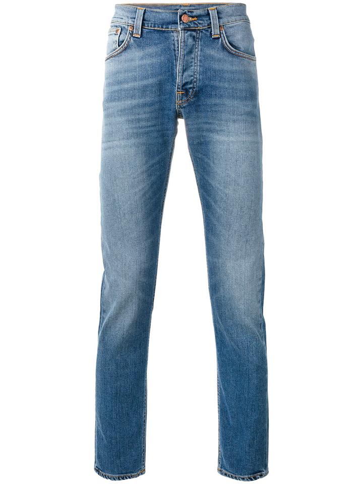 Nudie Jeans Co - Faded Slim Fit Jeans - Men - Cotton/spandex/elastane - 34, Blue, Cotton/spandex/elastane