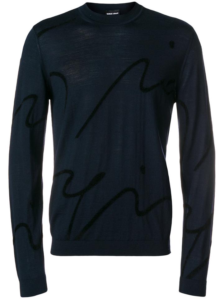 Giorgio Armani Abstract Design Sweater - Blue