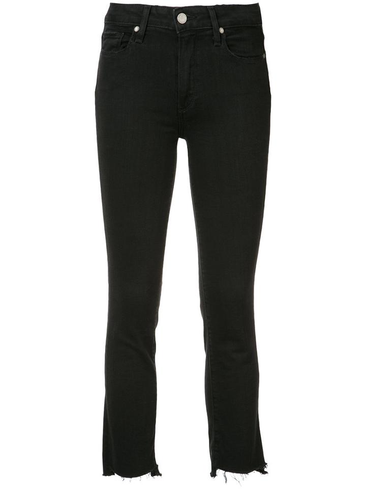 Paige Raw Hem Cropped Jeans, Women's, Size: 23, Black, Cotton/spandex/elastane
