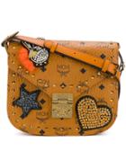 Mcm Small Embellished Patricia Bag - Brown