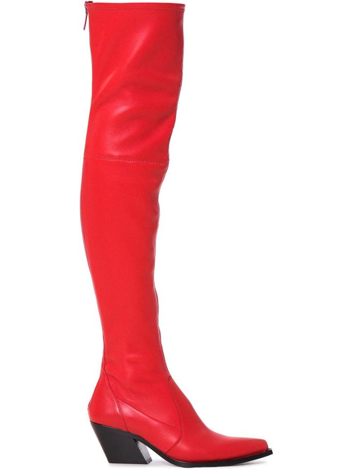 Givenchy Red 60 Over-the Knee Leather Cowboy Boots