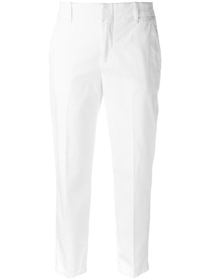 Vince Ankle Length Trousers, Size: 8, White, Cotton/spandex/elastane