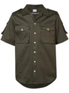 Moncler Gamme Bleu Shortsleeved Shirt, Men's, Size: 4, Green, Cotton