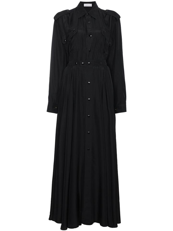 Faith Connexion Button Down Mini Dress With Trench Coat - Black
