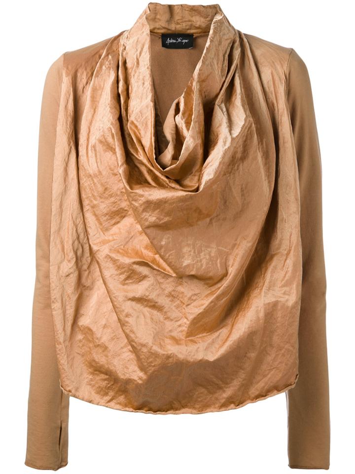 Andrea Ya'aqov Draped Front Sweatshirt - Brown