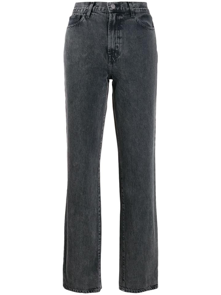 J Brand Washed Effect Straight Jeans - Black