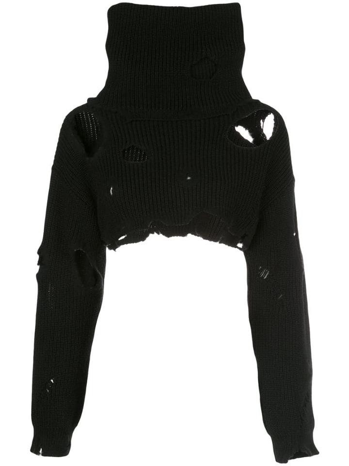 Jeremy Scott Destroyed Cropped Jumper - Black