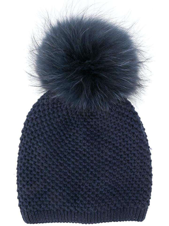 Liska Pom Pom Beanie - Blue