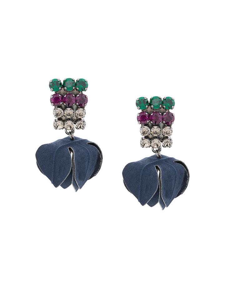 Marni Floral Drop Earrings - Black