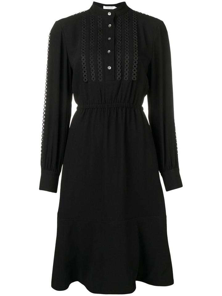 Calvin Klein Mandarin Collar Midi Dress - Black