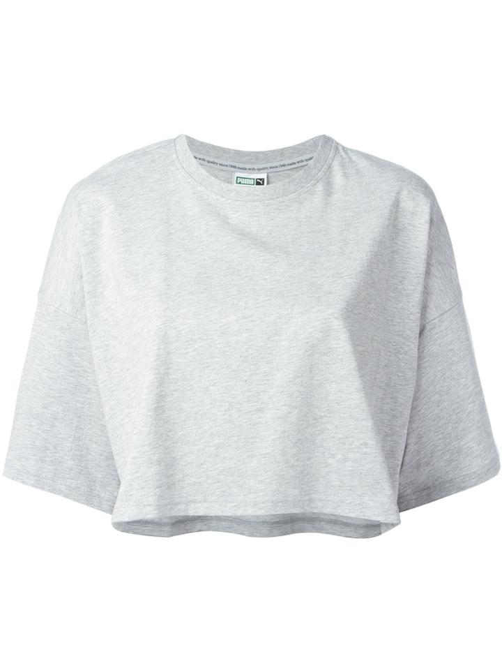 Puma Cropped Logo T-shirt, Women's, Size: Medium, Grey, Cotton
