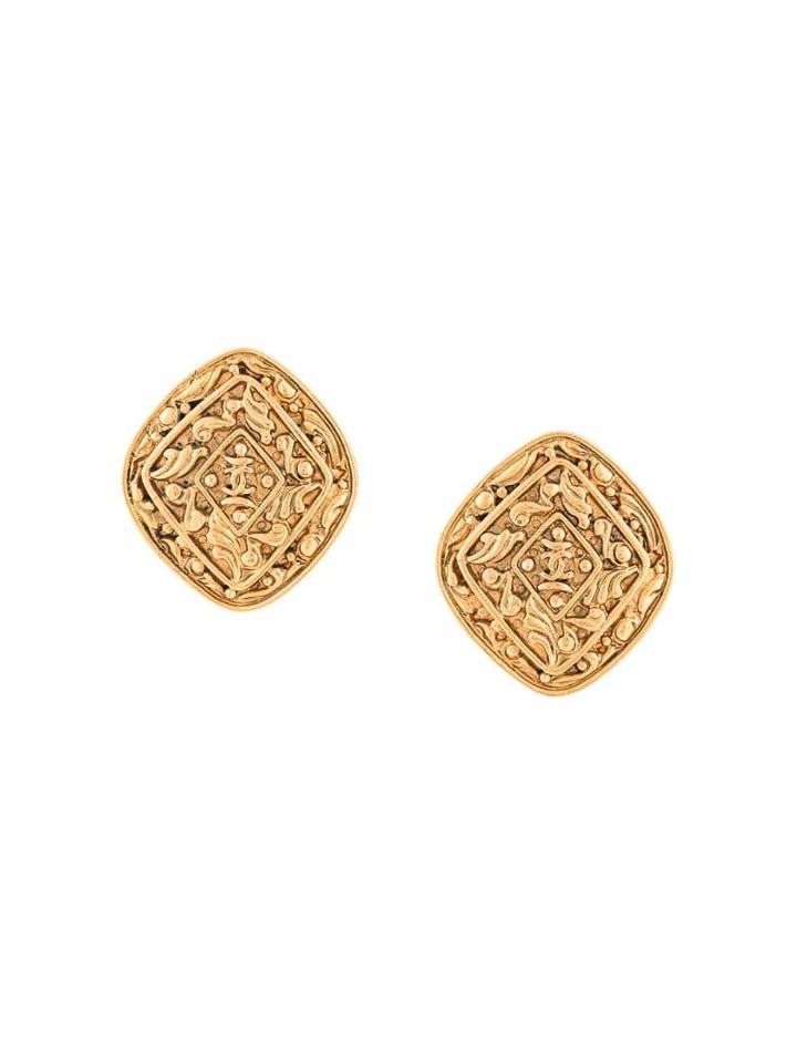 Chanel Pre-owned Diamond Shape Mini Cc Earrings - Gold