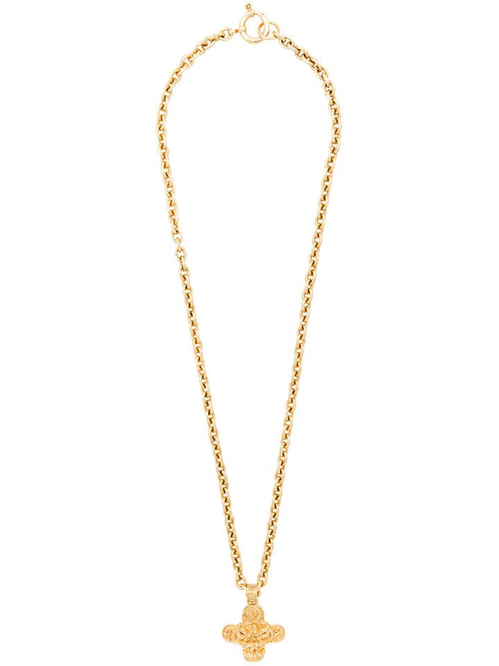 Chanel Vintage Triple Cc Pendant Necklace - Metallic