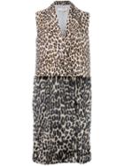 Stella Mccartney Sleeveless Leopard Print Coat, Women's, Size: 38, Brown, Cotton/artificial Fur/modacrylic/wool