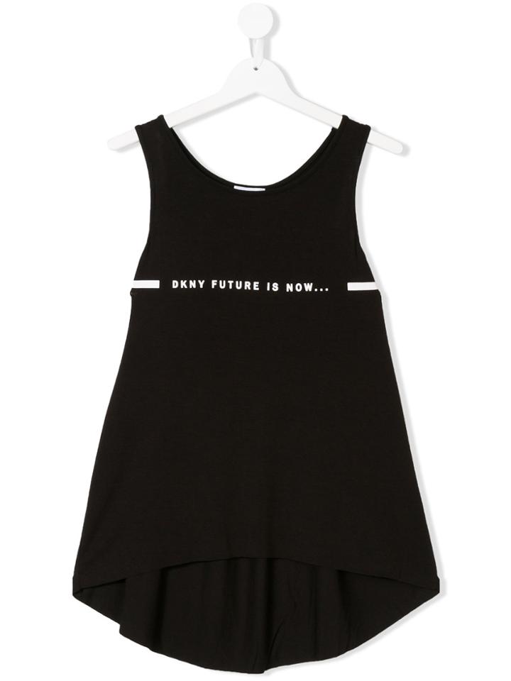 Dkny Kids Teen Logo Print Top - Black