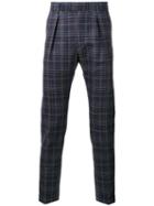 Paul Smith Pleat Detail Plaid Trousers, Men's, Size: 32, Blue, Silk/wool/cupro