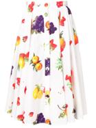 Msgm Fruit Print Midi Skirt - White