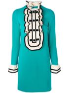 Gucci Ruffled Bib Mini Dress - Green