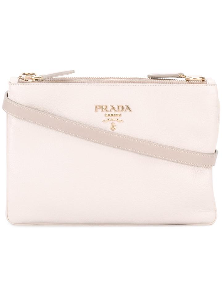 Prada Zipped Shoulder Bag, Women's, Pink/purple, Calf Leather