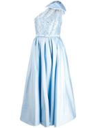 Alessandra Rich Crystal Embellished One Shoulder Dress - Blue