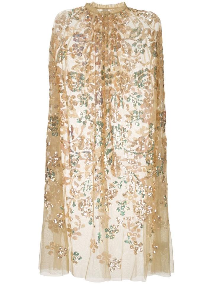 Needle & Thread Sequined Tulle Cape - Yellow