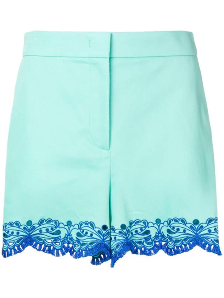 Emilio Pucci Blue Sangallo Embroidered Shorts - Green