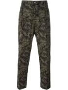 Dolce & Gabbana Pixelated Camouflage Print Trousers, Men's, Size: 50, Green, Cotton