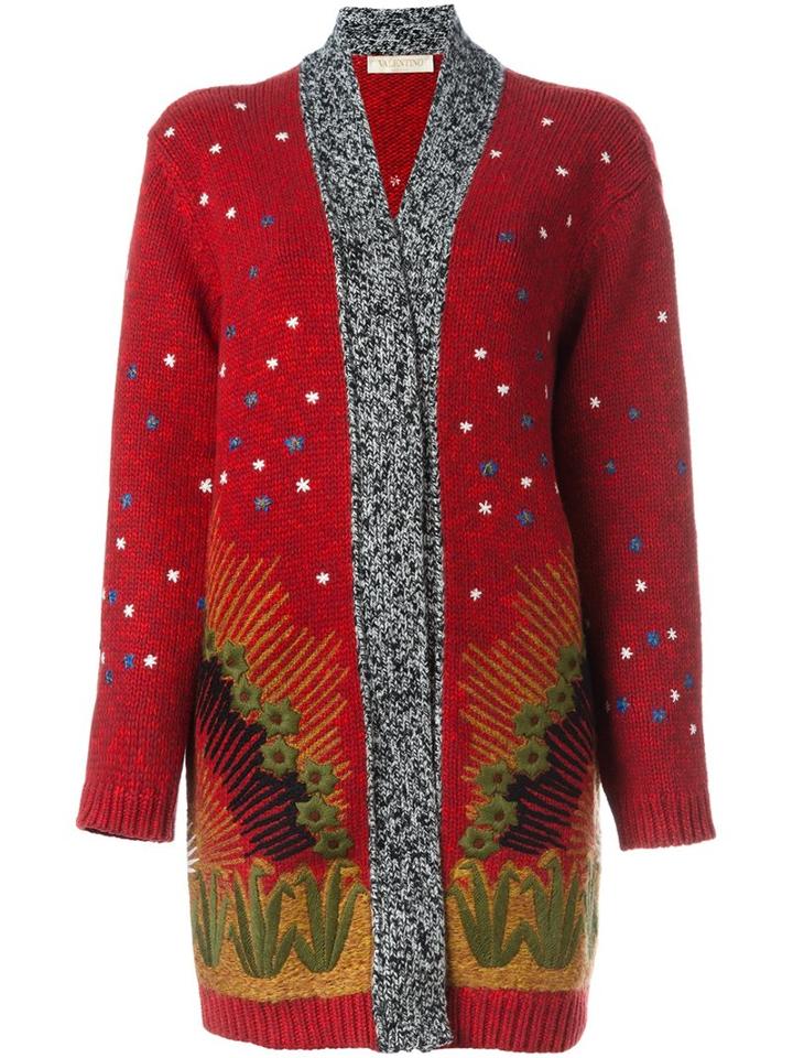 Valentino 'volcano' Cardigan, Women's, Size: Large, Red, Cotton/polyester/cashmere/virgin Wool