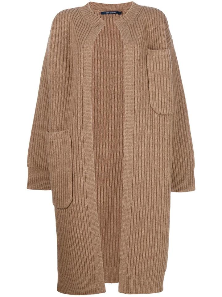 Sofie D'hoore Oversized Ribbed Cardi-coat - Brown