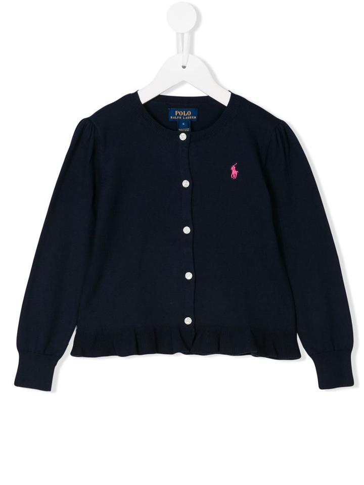 Ralph Lauren Kids Ruffled Hem Cardigan, Girl's, Size: 12 Yrs, Blue