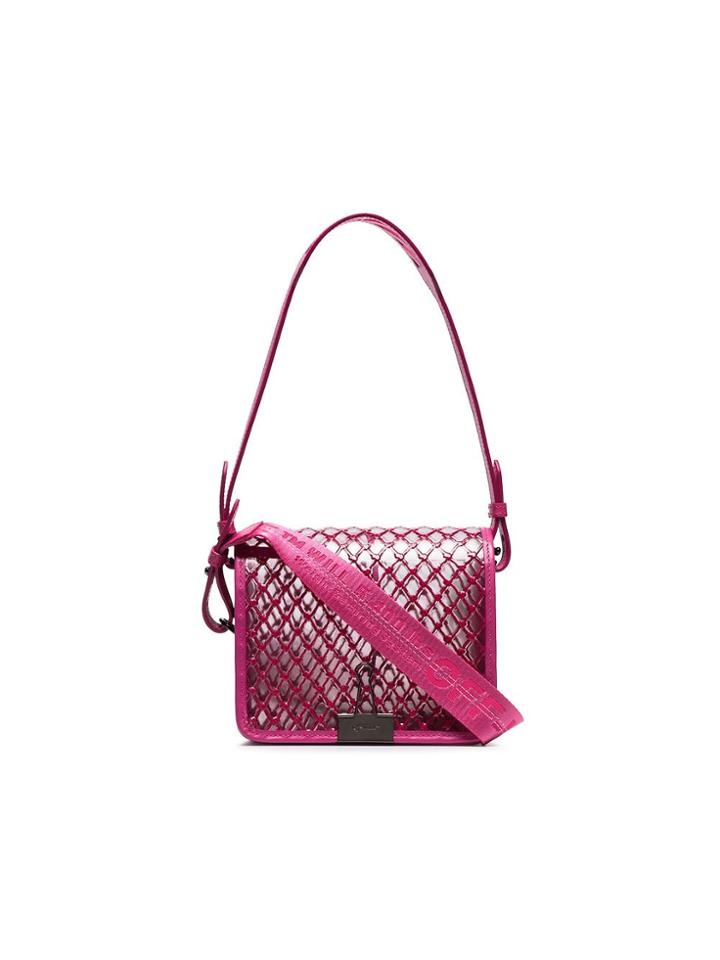 Off-white Pink Flap Top Net Pvc Shoulder Bag