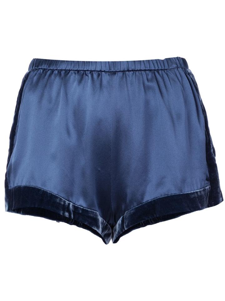 Fleur Du Mal Velvet Trim Tap Shorts - Blue