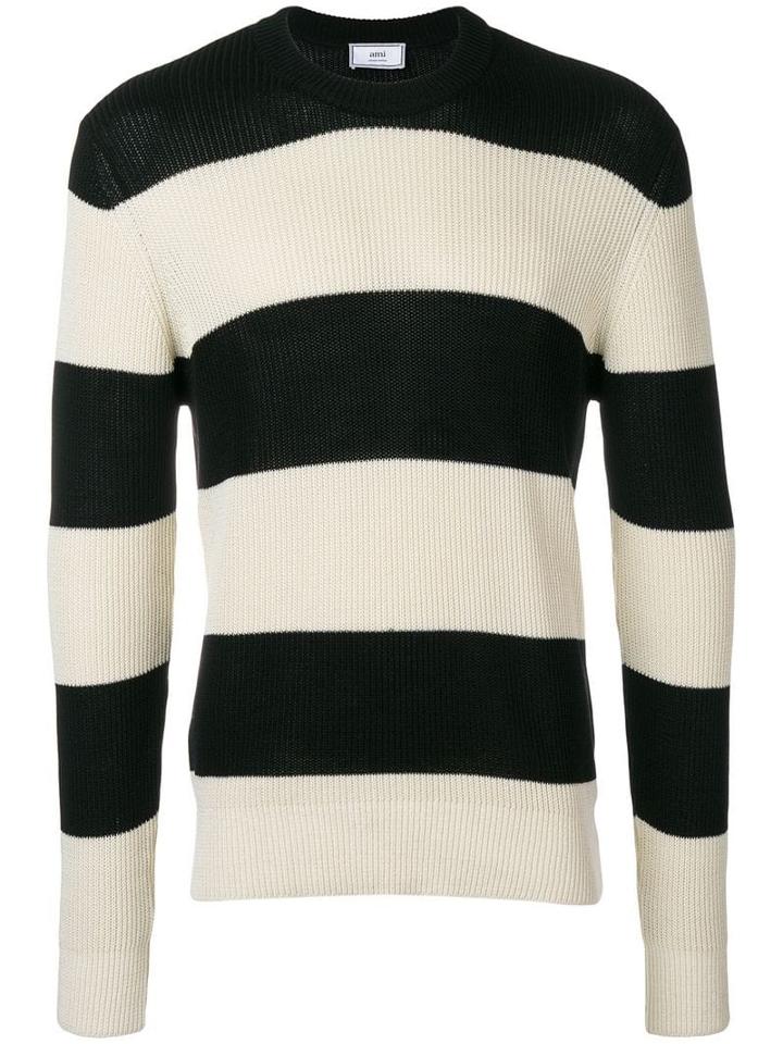 Ami Paris Striped Crewneck Sweater - Black