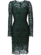 Dolce & Gabbana Floral Lace Dress, Women's, Size: 44, Green, Rayon/silk/cotton/spandex/elastane