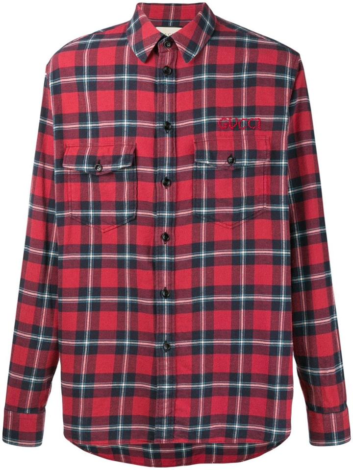Gucci Check Printed Shirt - Red